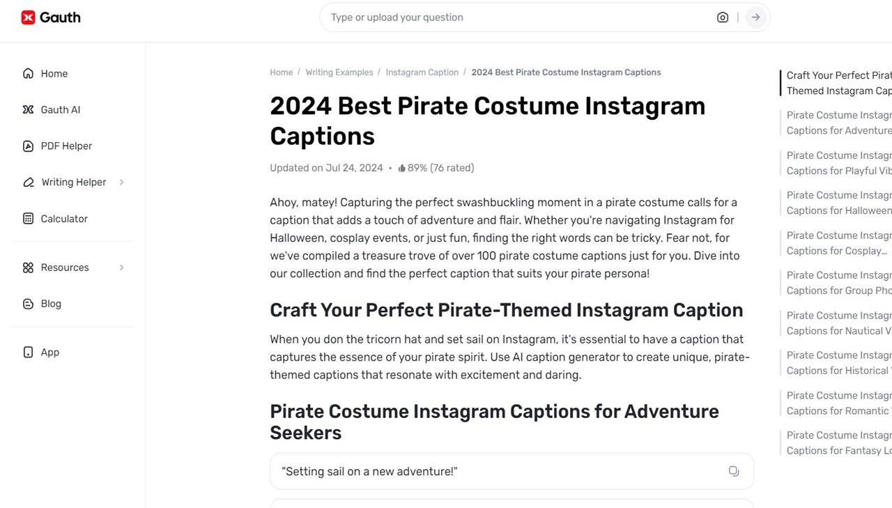 Master the Art of Pirate Captions with Gauth's Help
