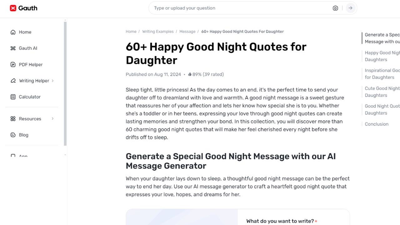 How Gauth Can Help Write Perfect Good Night Wishes for Your Daughter
